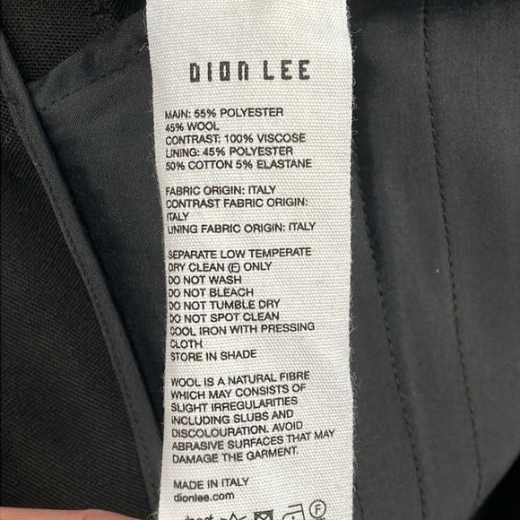 New Dion Lee Hook Detailed Wide Leg Trouser Pants Black Wool Blend Sz 6 - Picture 13 of 16